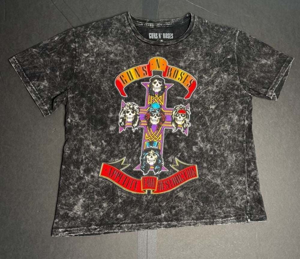Men's Guns N' Roses Appetite for Destruction Black Graphic Print T-Shirt - XLarg